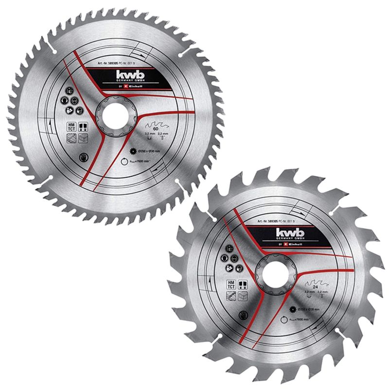 KWB - Pack 2 Disco Banco Sierra 250x30mm 24-60 Dientes Kwb 589305