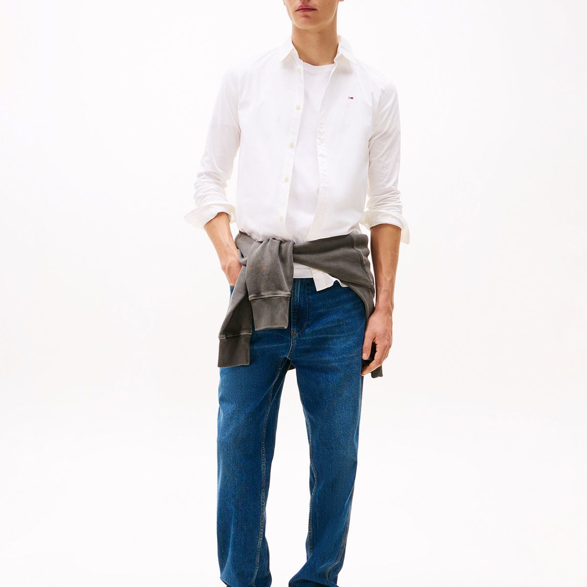 TOMMY HILFIGER - Camisa Solid Elástica Slim Fit Blanco Hombre