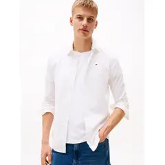 TOMMY HILFIGER - Camisa Solid Elástica Slim Fit Blanco Hombre