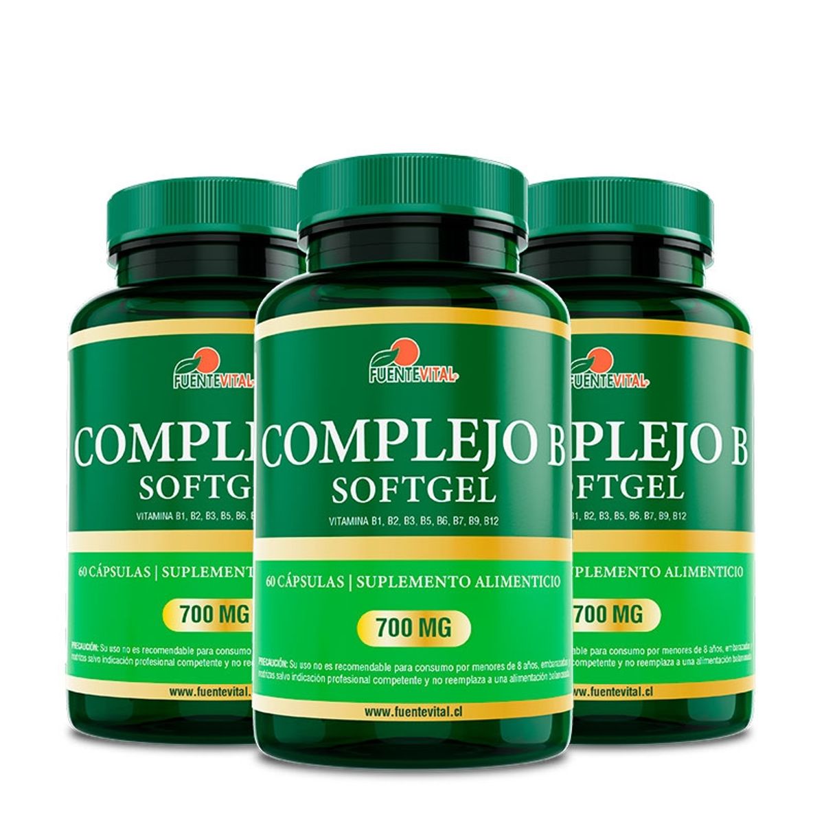 FUENTEVITAL - Vitaminas Complejo B Fv 3 Frascos 3x60 Capsulas SoftGel