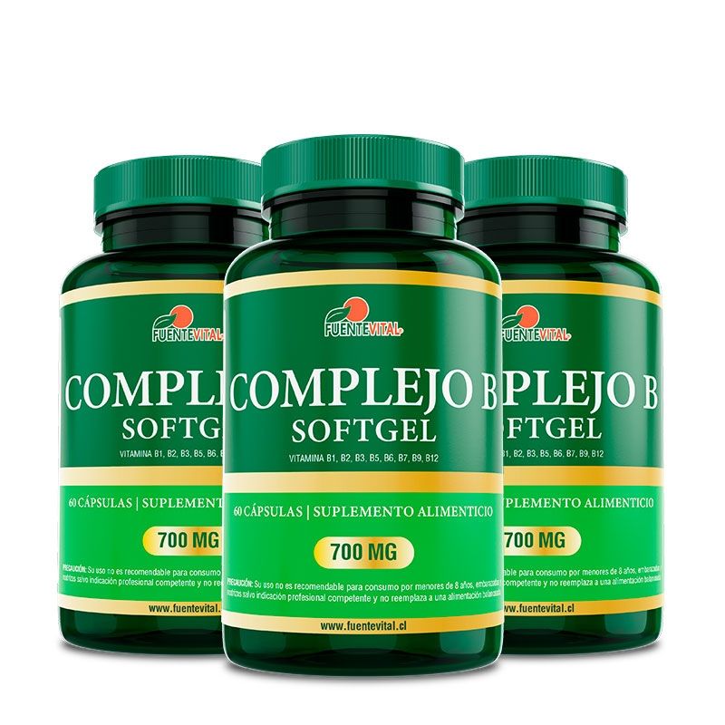 FUENTEVITAL - Vitaminas Complejo B Fv 3 Frascos 3x60 Capsulas SoftGel