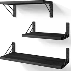 GENERICO - Repisas Flotantes De Madera Multipropósito KIT X3 Negro Moderno…