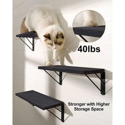 Imagen 2 del producto Repisas Flotantes De Madera Multipropósito KIT X3 Negro Moderno…