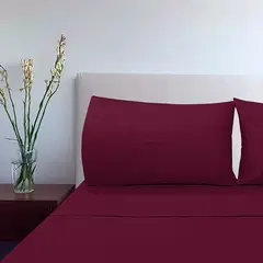 VICTORIANAS - Juego de Sabanas 2 Plazas Diversión Clásico Burdeo 200 Hilos