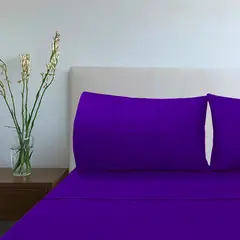 VICTORIANAS - Juego de Sabanas 2 Plazas Diversión Clásico Morado 200 Hilos