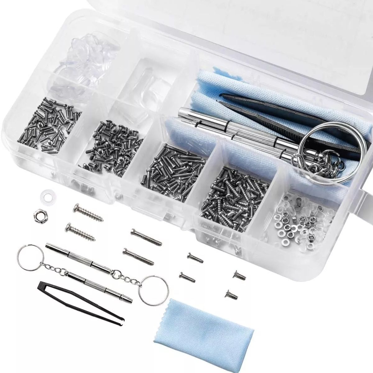 KUANGYE - Juego De 500 Tornillos Tuercas Reloj Gafas Lentes Reparación