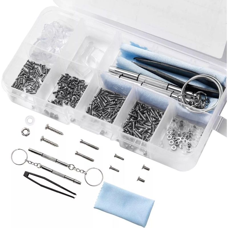 KUANGYE - Juego De 500 Tornillos Tuercas Reloj Gafas Lentes Reparación