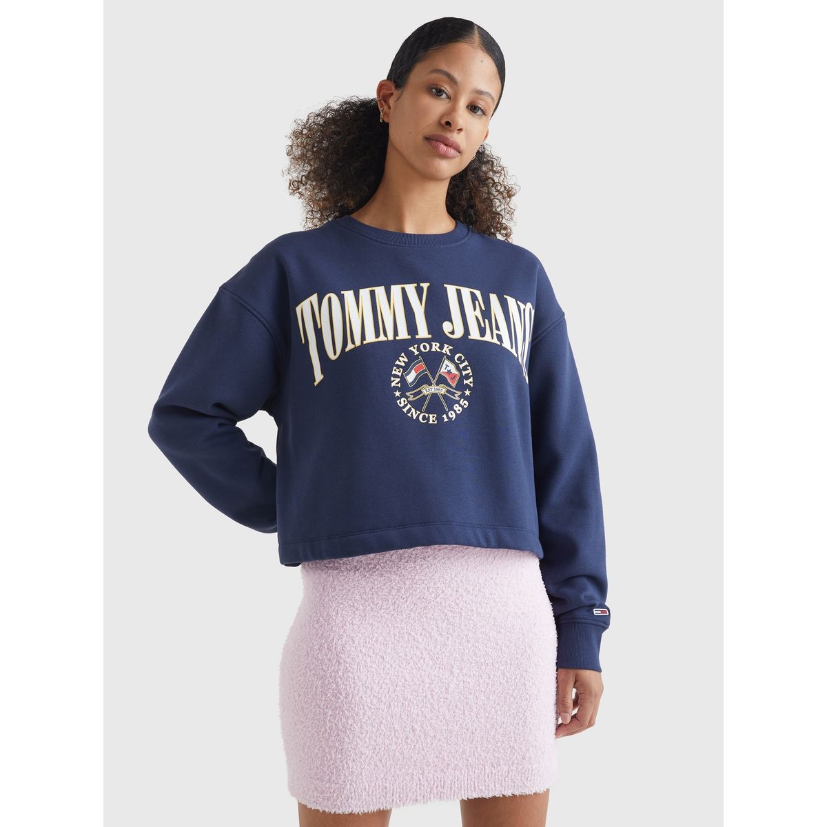 TOMMY HILFIGER - Polerón Relaxed Crop Modern Azul Tommy Jeans