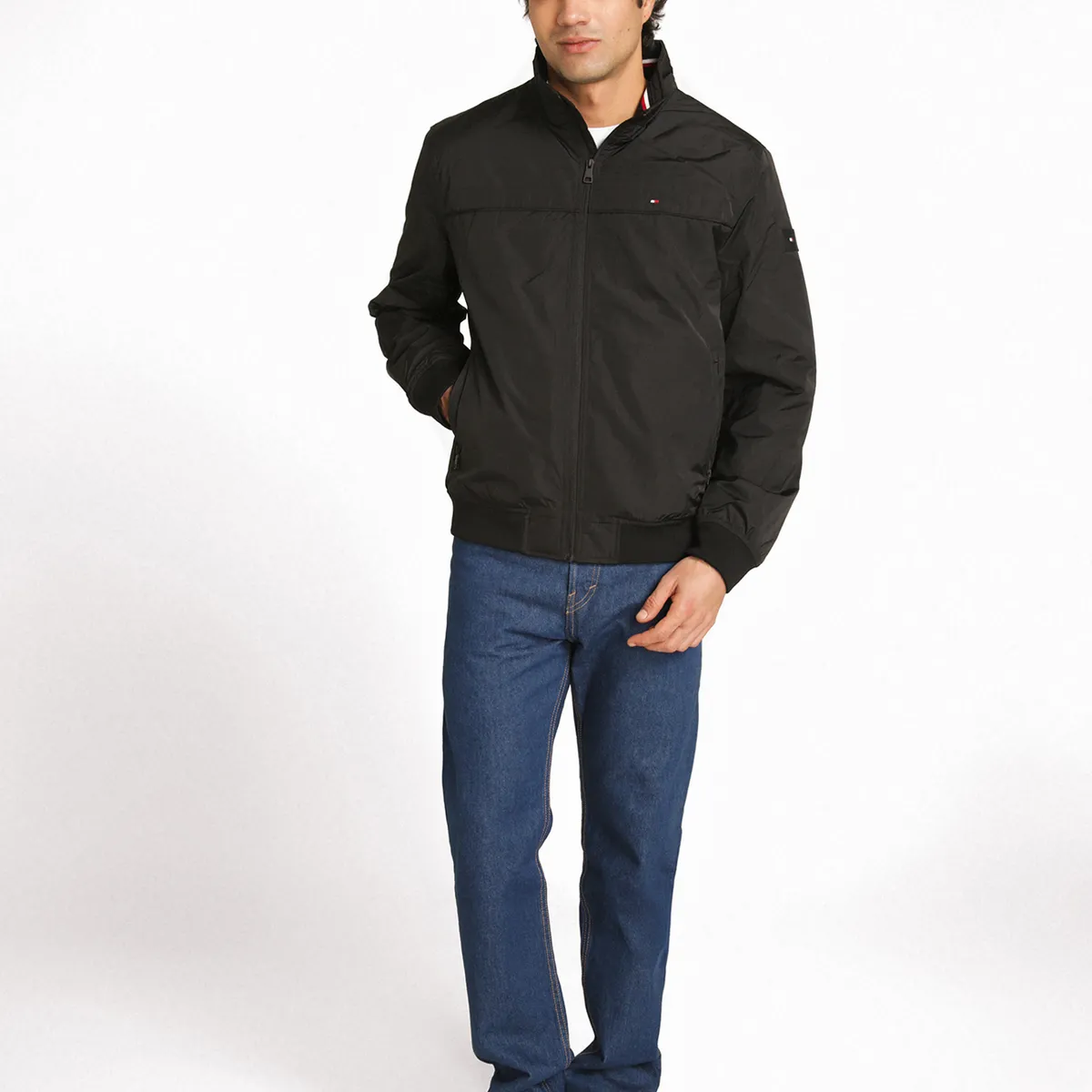 TOMMY HILFIGER - Chaqueta Bomber Golf Con Logo Negro Tommy Hilfiger