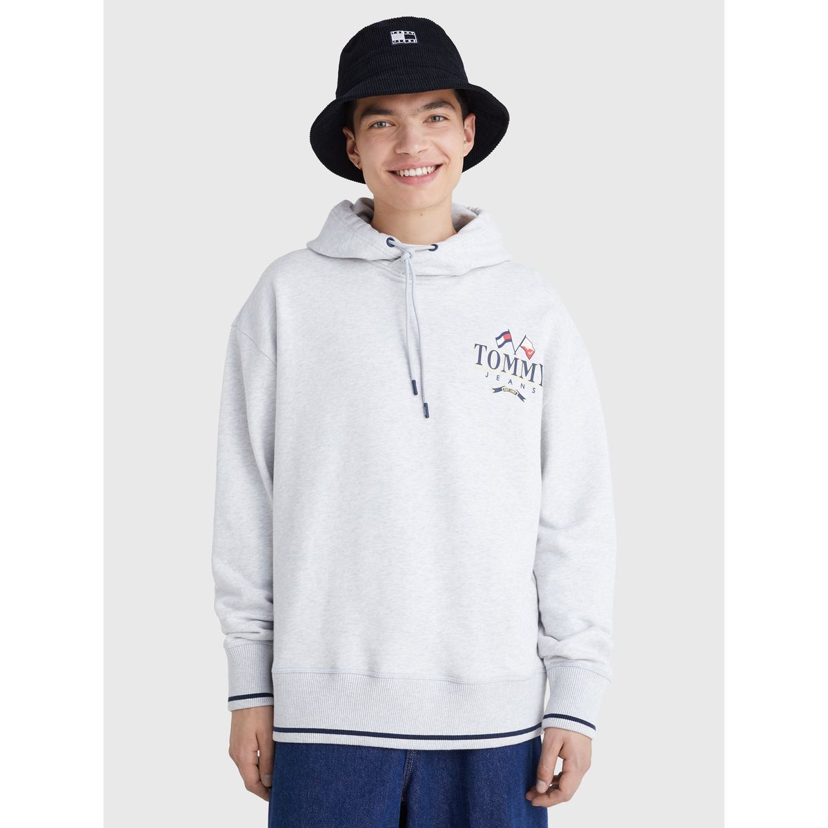 TOMMY HILFIGER - Polerón Hoodie Skater Back Gris Tommy Jeans