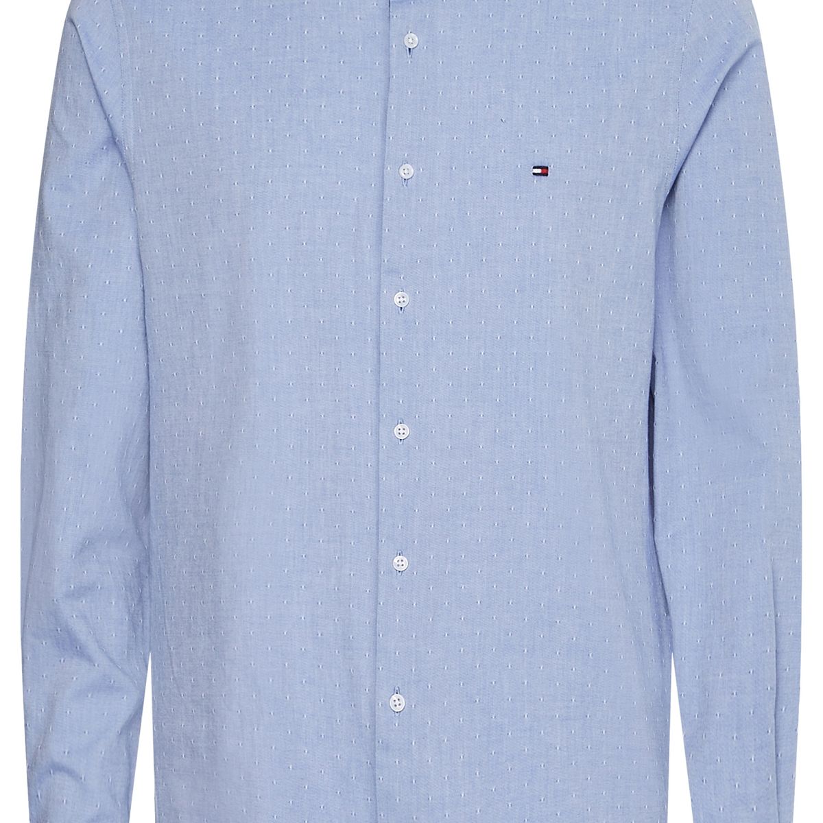 TOMMY HILFIGER - Camisa Oxford Dot Con Logo Celeste Tommy Hilfiger