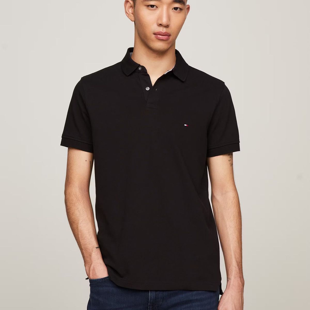 TOMMY HILFIGER - Polo Essential Regular Fit Negro Tommy Hilfiger