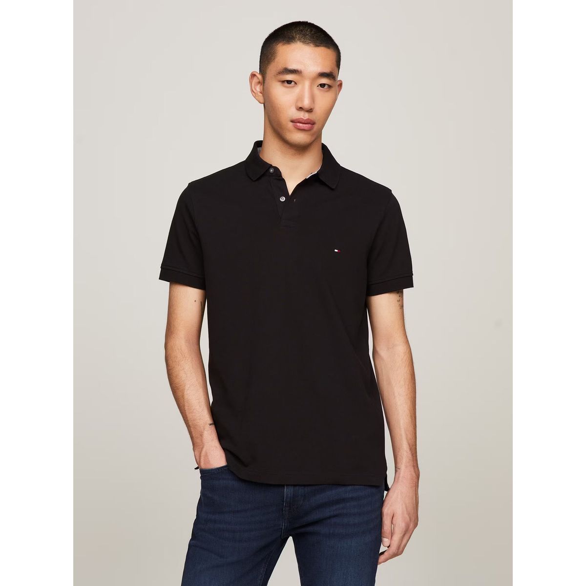 TOMMY HILFIGER - Polo Essential Regular Fit Negro Tommy Hilfiger