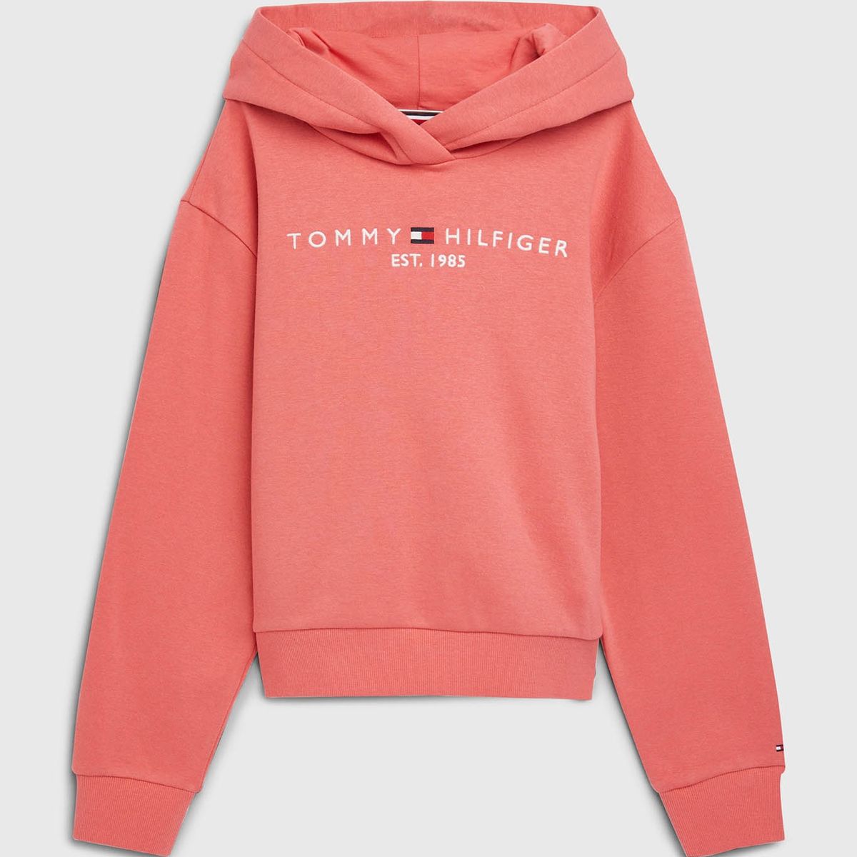 TOMMY HILFIGER - Polerón Hoodie Essential Con Logo Rosado Tommy Hilfiger