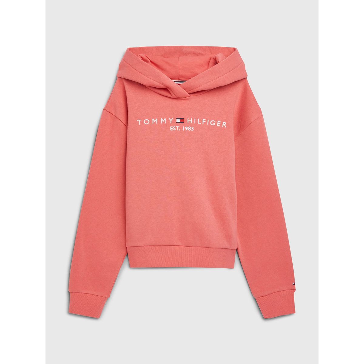 TOMMY HILFIGER - Polerón Hoodie Essential Con Logo Rosado Tommy Hilfiger