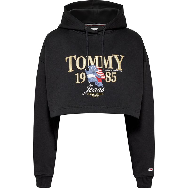 TOMMY HILFIGER - Polerón Hoodie Luxe Con Logo Negro Tommy Jeans