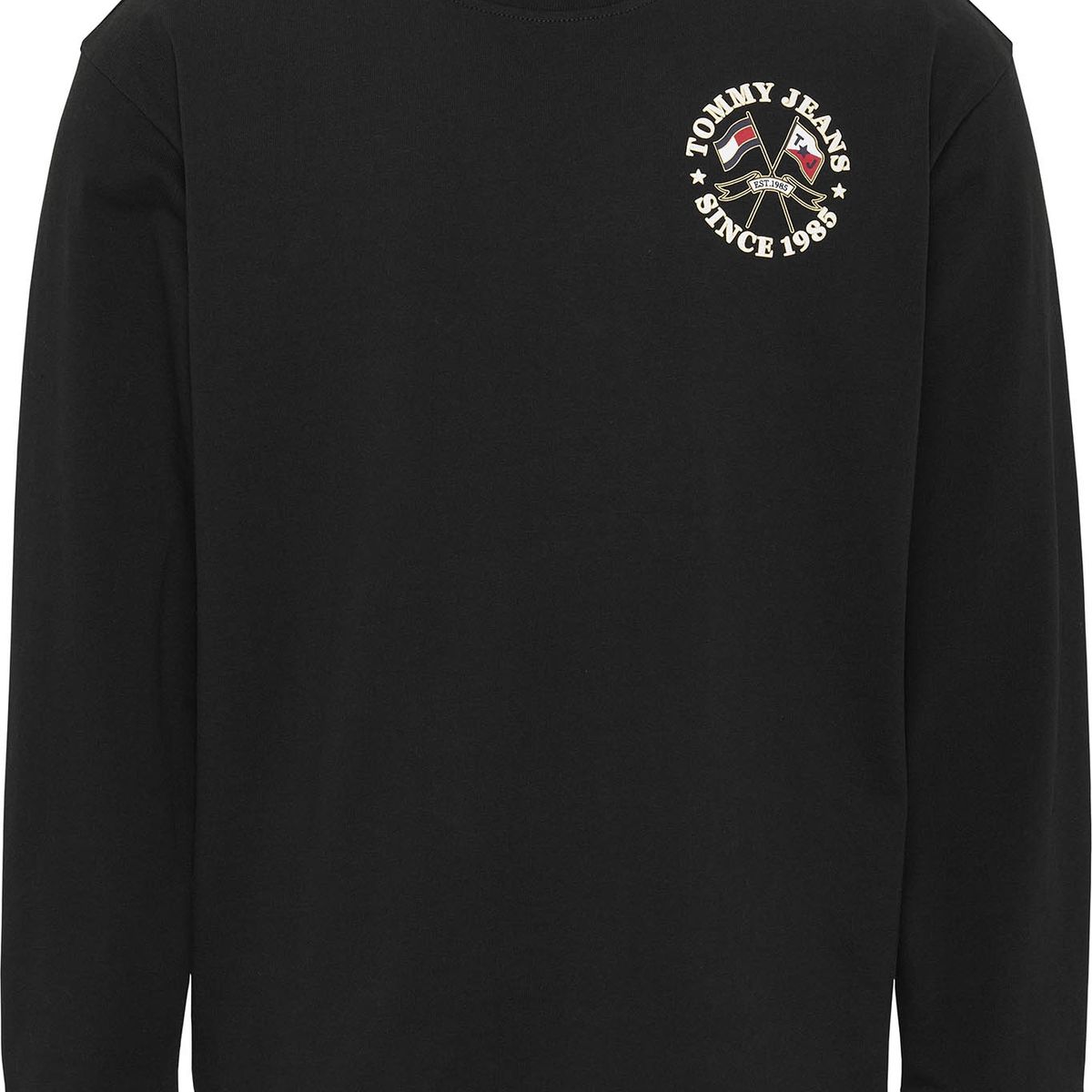 TOMMY HILFIGER - T-Shirt Modern De Manga Larga Con Logo Negro Tommy Jeans