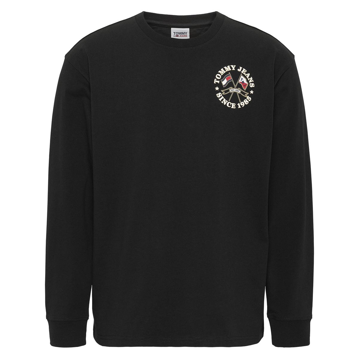 TOMMY HILFIGER - T-Shirt Modern De Manga Larga Con Logo Negro Tommy Jeans