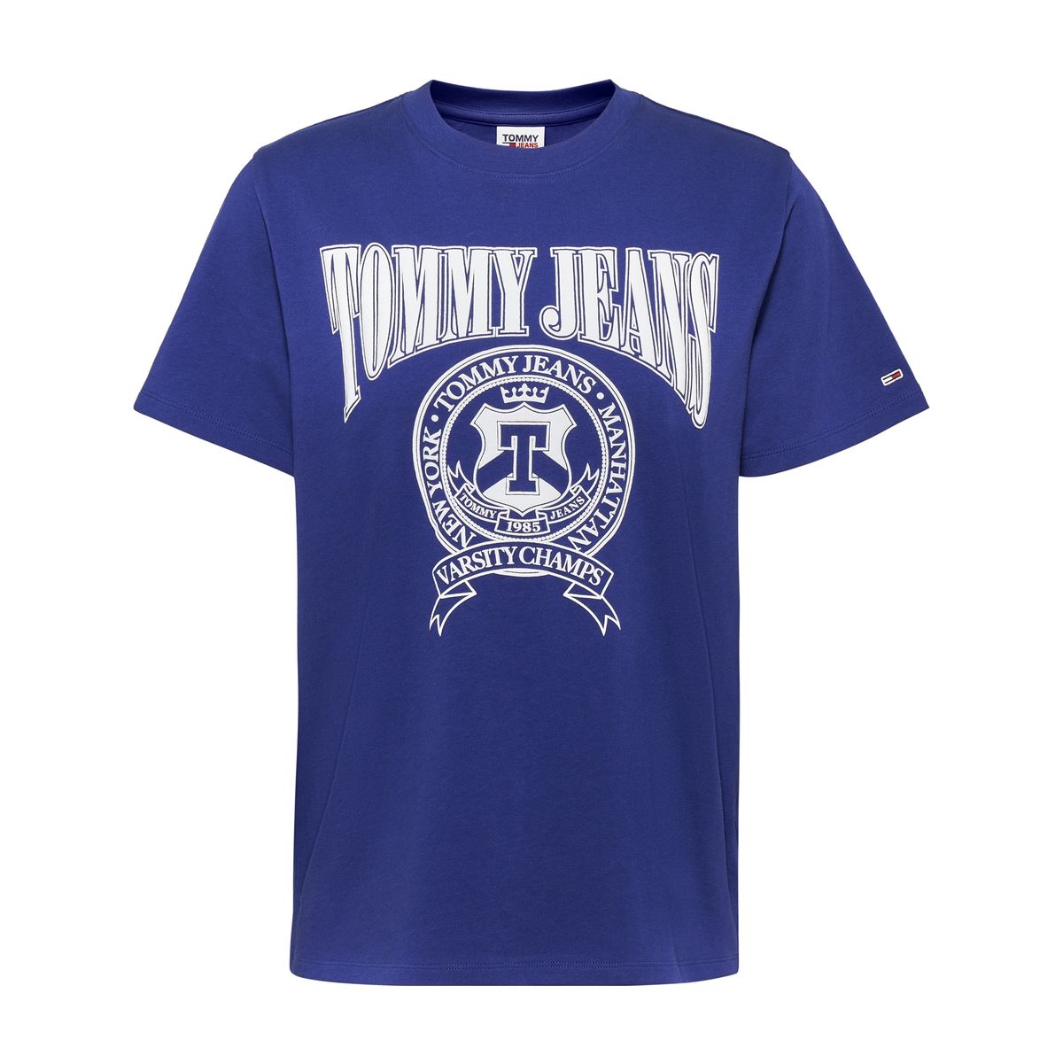 TOMMY HILFIGER - Polera Relaxed Logo Varsity Azul Tommy Jeans.