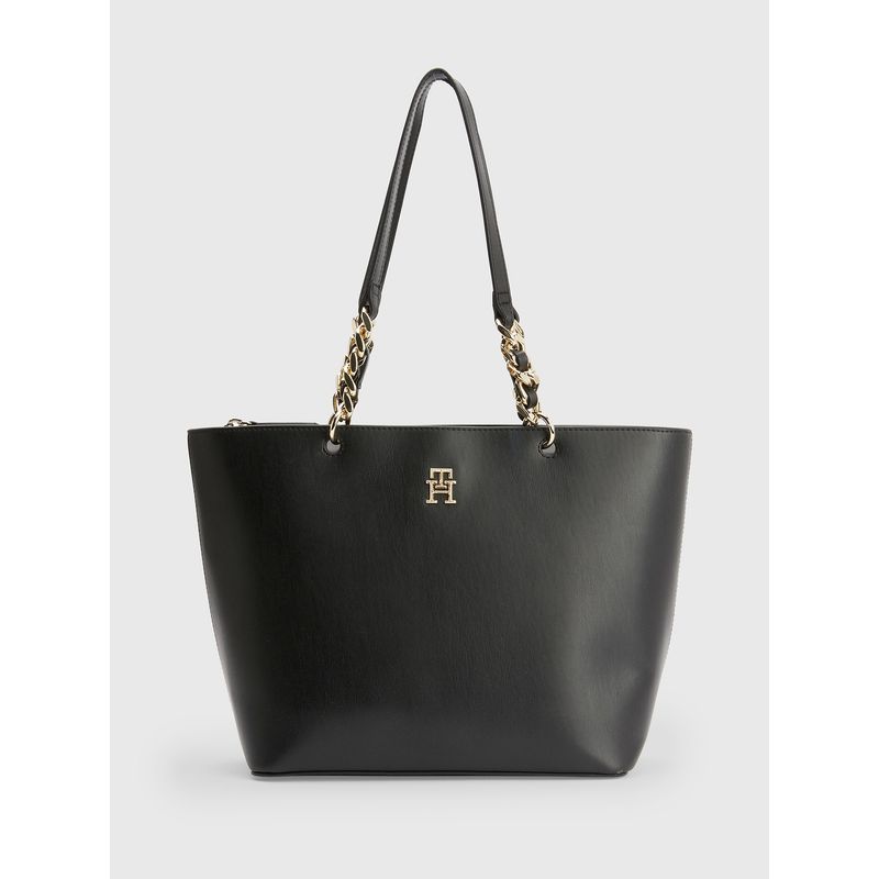 TOMMY HILFIGER - Bolso Tote Chic Con Logo Negro Tommy Hilfiger