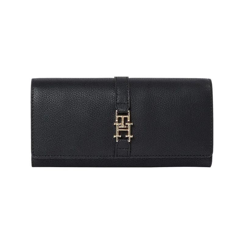 TOMMY HILFIGER - Billetera Plush Large Negro Tommy Hilfiger