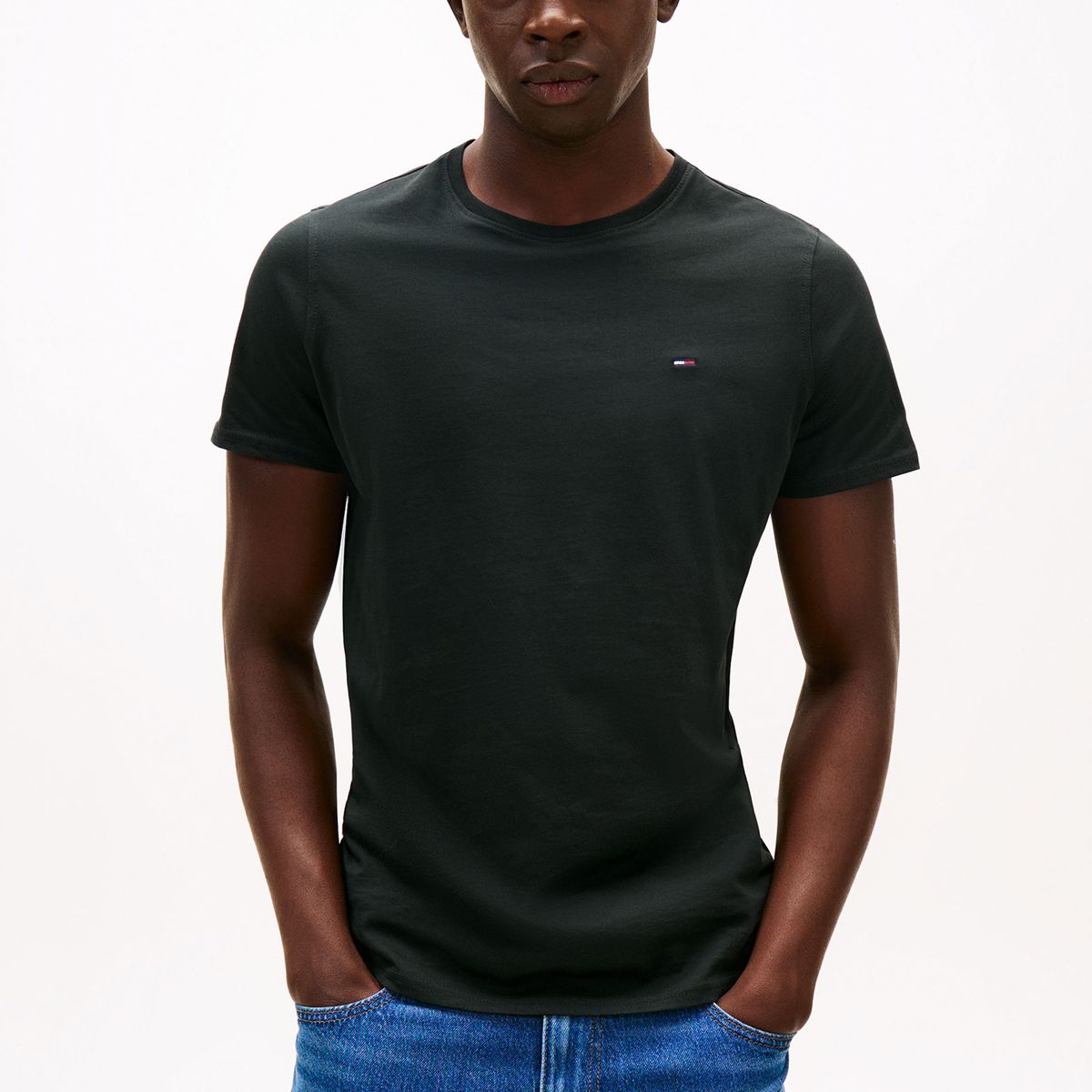 TOMMY HILFIGER - Polera Original C-Neck Negro Tommy Jeans
