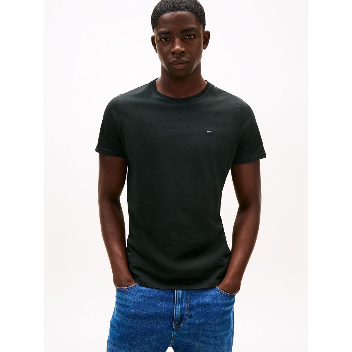 TOMMY HILFIGER - Polera Original C-Neck Negro Tommy Jeans