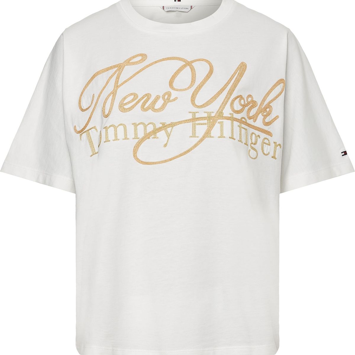 TOMMY HILFIGER - Polera New York Metalic Logo Blanco Tommy Hilfiger