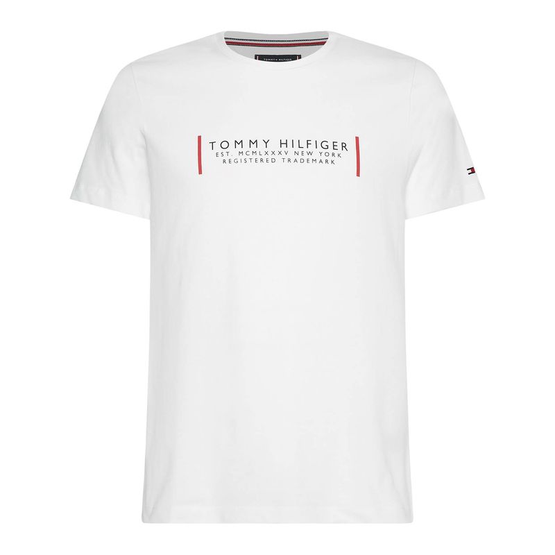TOMMY HILFIGER - Polera Text Corporate Blanco Tommy Hilfiger