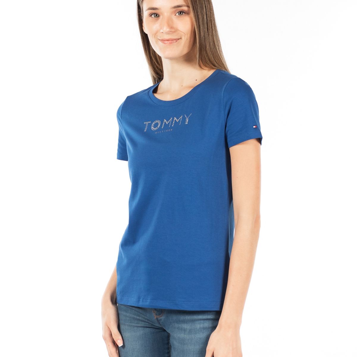 TOMMY HILFIGER - Polera Essential Bling Logo Azul Tommy Hilfiger