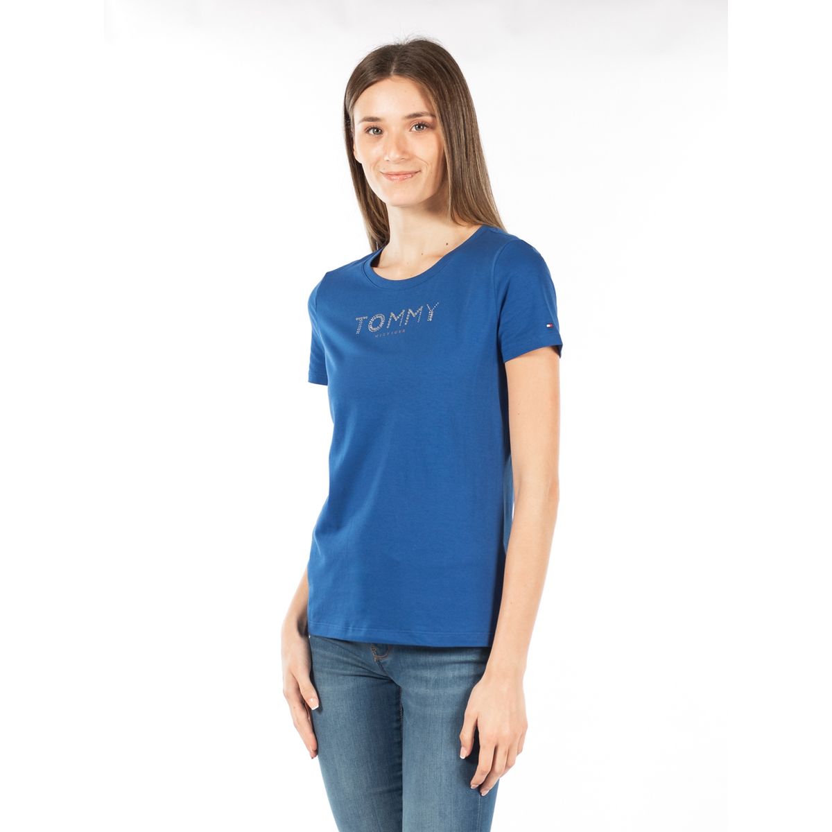 TOMMY HILFIGER - Polera Essential Bling Logo Azul Tommy Hilfiger