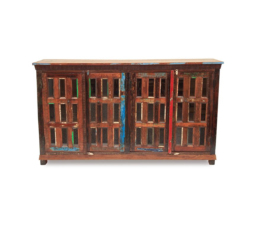 Buffet Bengala madera reciclada y vidrio 105x180x40