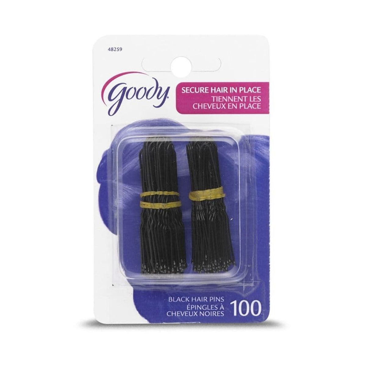 GOODY - Horquillas 5.2Cms X 1.2Cms Goody Color Negra 100 Unidades