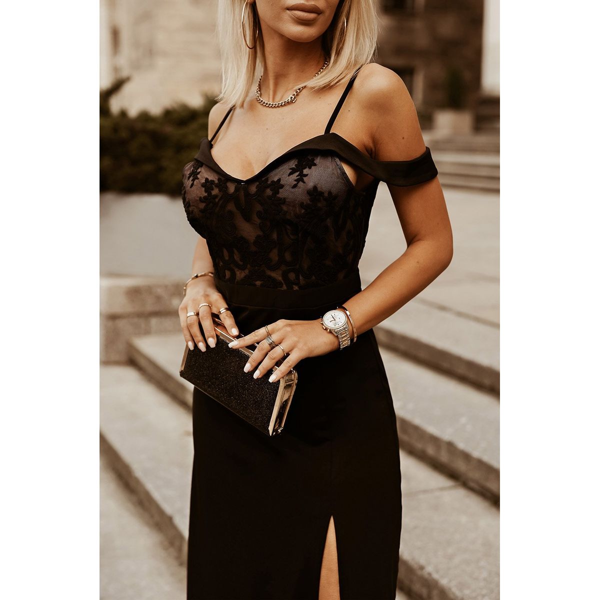 ARRAKASTA - Vestido de fiesta con detalle bordado…