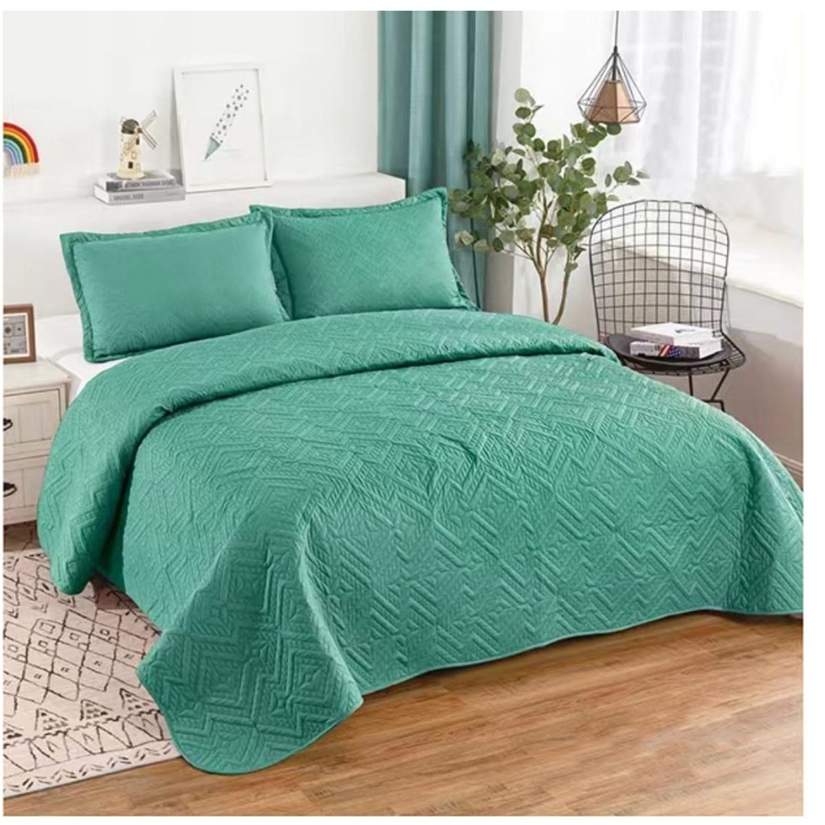GENERICO - Cubrecama Quilt Verano 1,5 Plazas Verde…