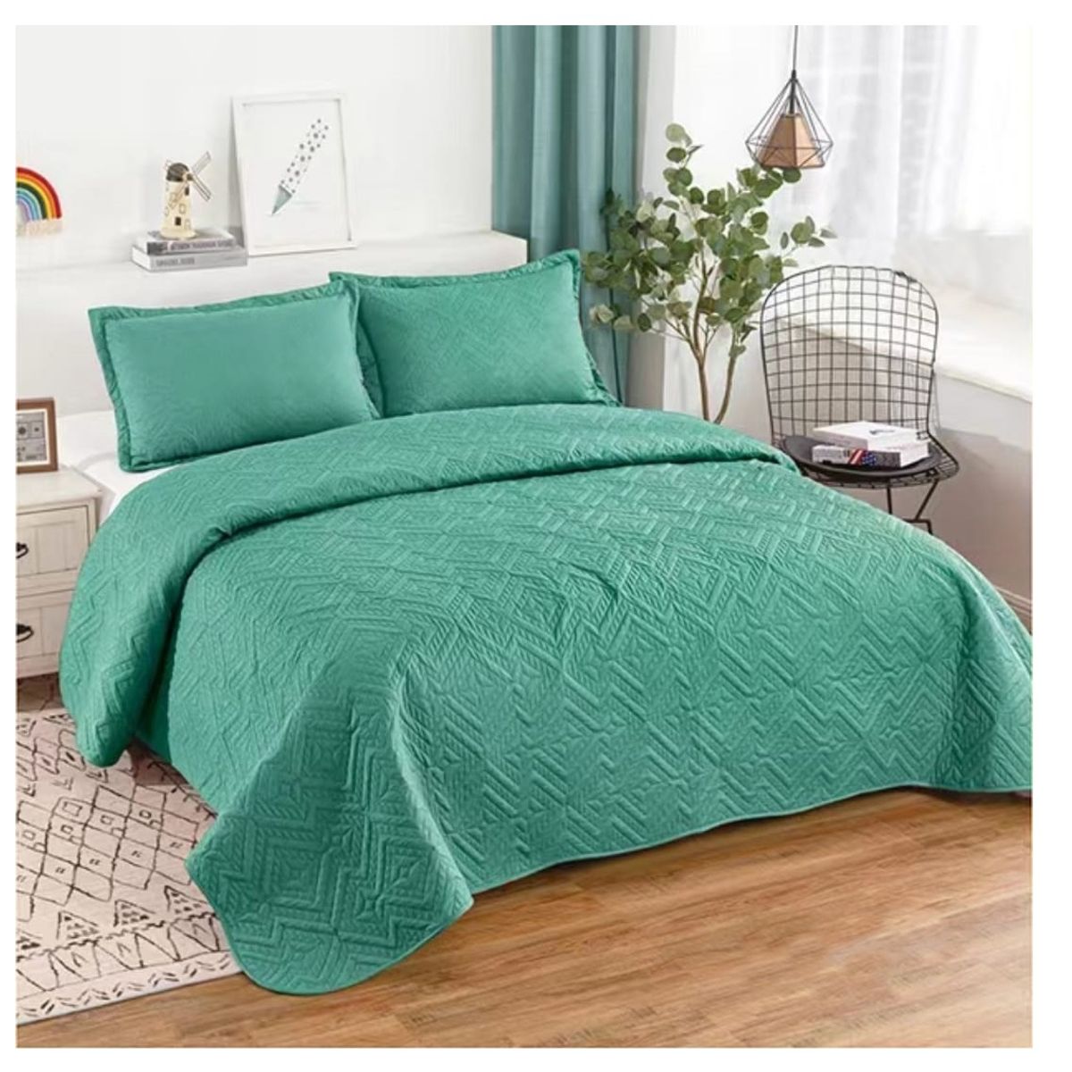 GENERICO - Cubrecama Quilt Verano 1,5 Plazas Verde…