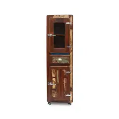 MEYA MUEBLES - Vitrina Mysore madera reciclada estilo refrigerador antiguo 190x55x40