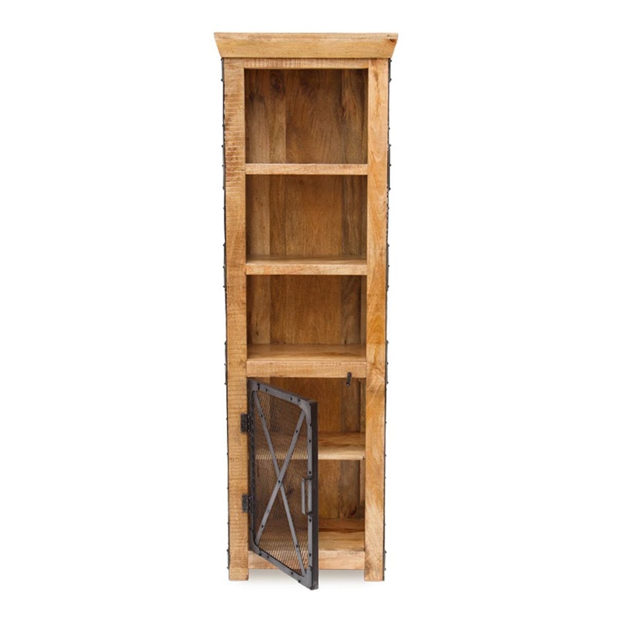 MEYA MUEBLES - Vitrina Munnar de madera de mango y acero estilo industrial 190x60x40