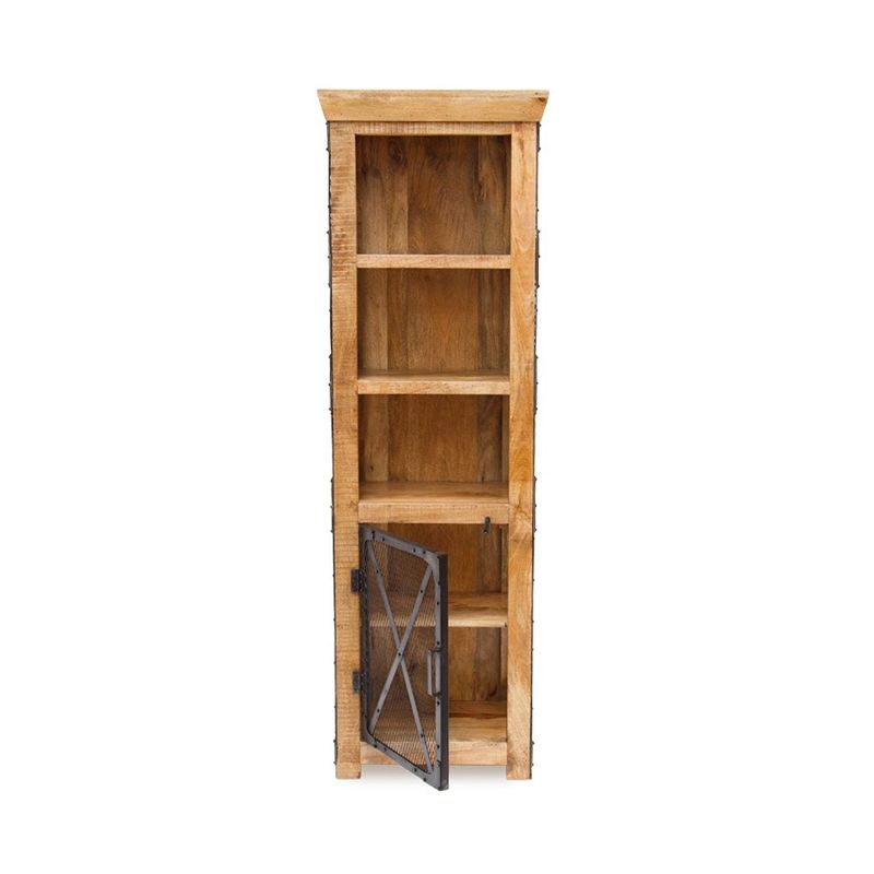 MEYA MUEBLES - Vitrina Munnar de madera de mango y acero estilo industrial 190x60x40
