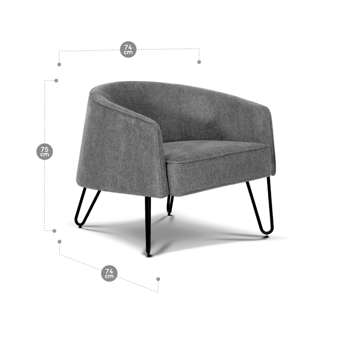 ROSEN - Poltrona Rosen Lerso Tela Gris