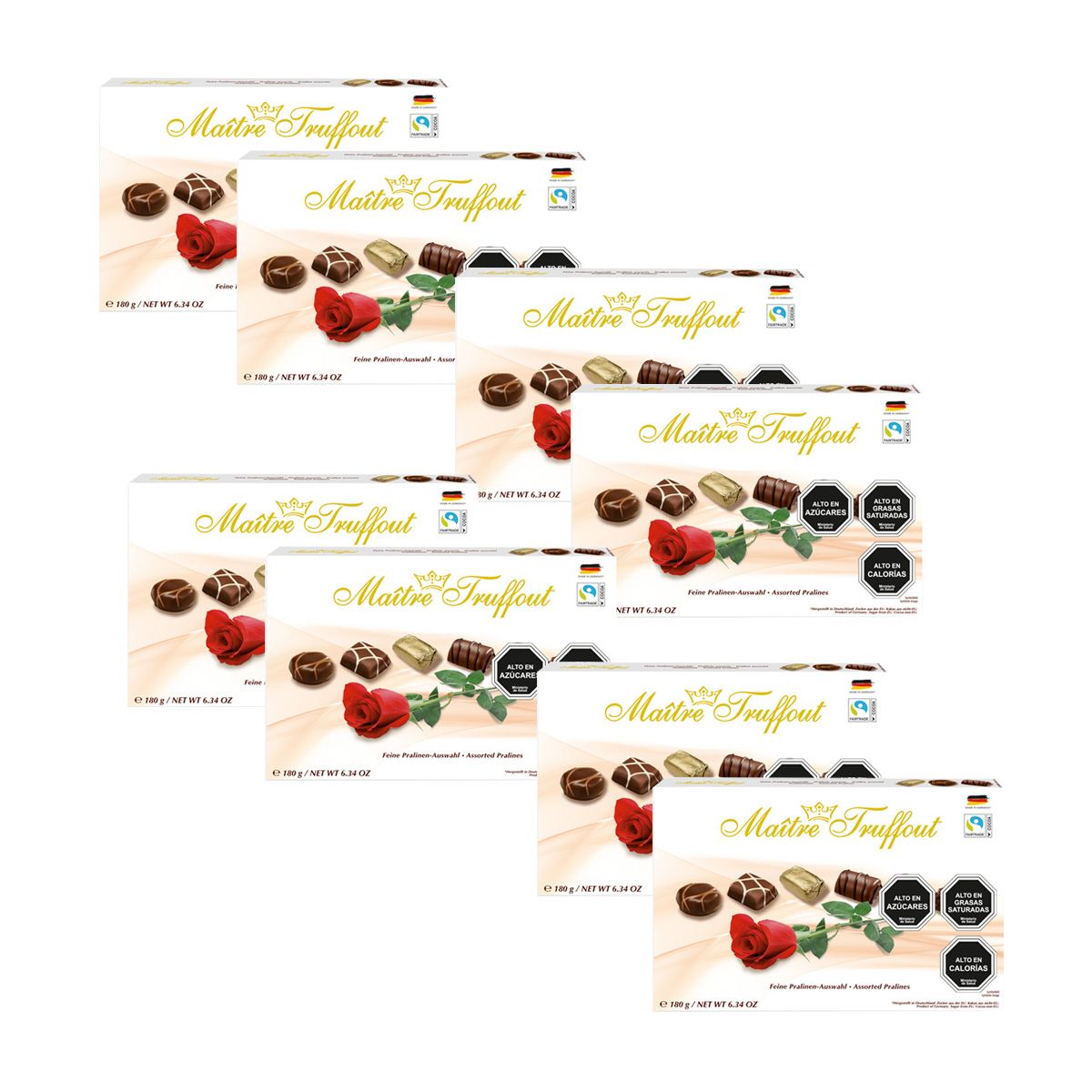 MAITRE TRUFFOUT - Pack 8 Estuches Pralines Maitre Truffout Surtidos Rosa 180g