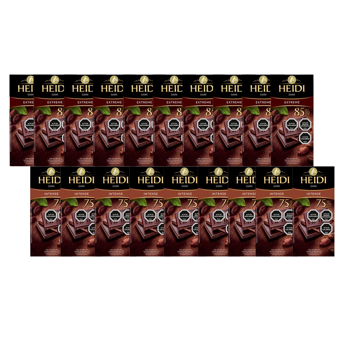HEIDI - Pack 20 Tabletas Chocolate Heidi Dark Extreme e Intense 80g