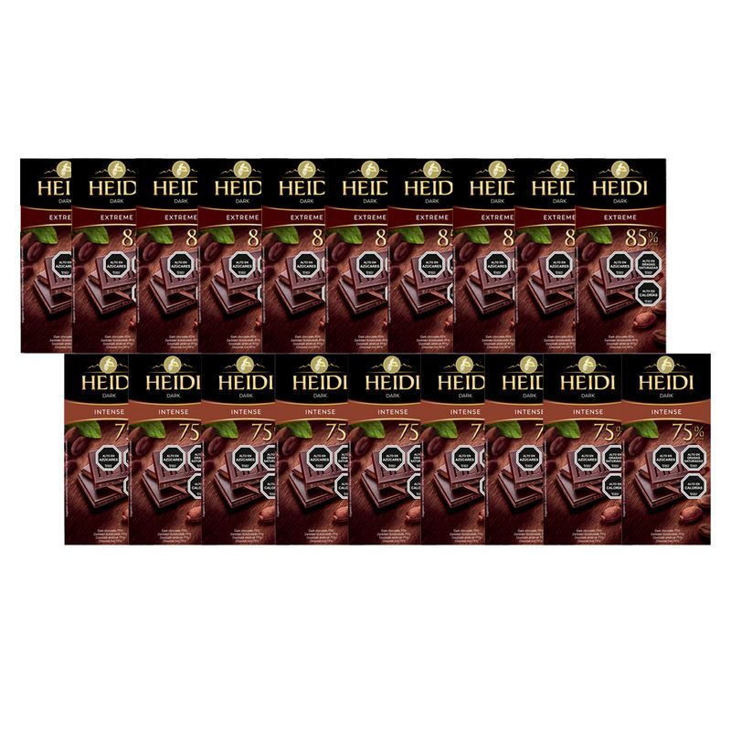 HEIDI - Pack 20 Tabletas Chocolate Heidi Dark Extreme e Intense 80g