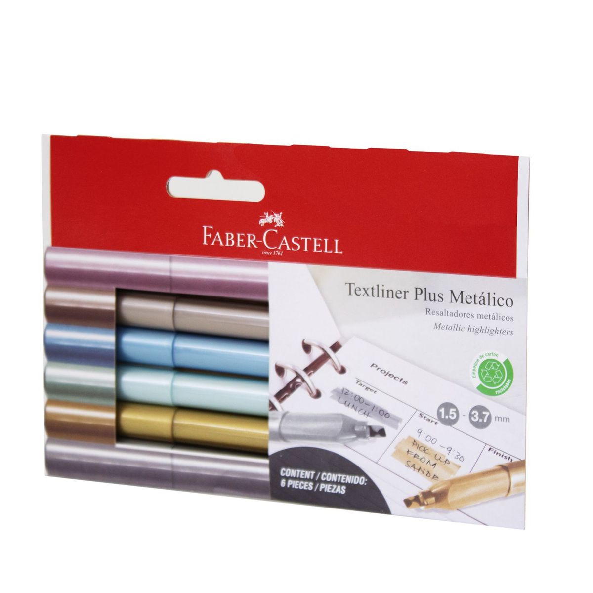 FABER-CASTELL - Destacador Textliner Plus Faber-Castell x6 Colores Metálicos
