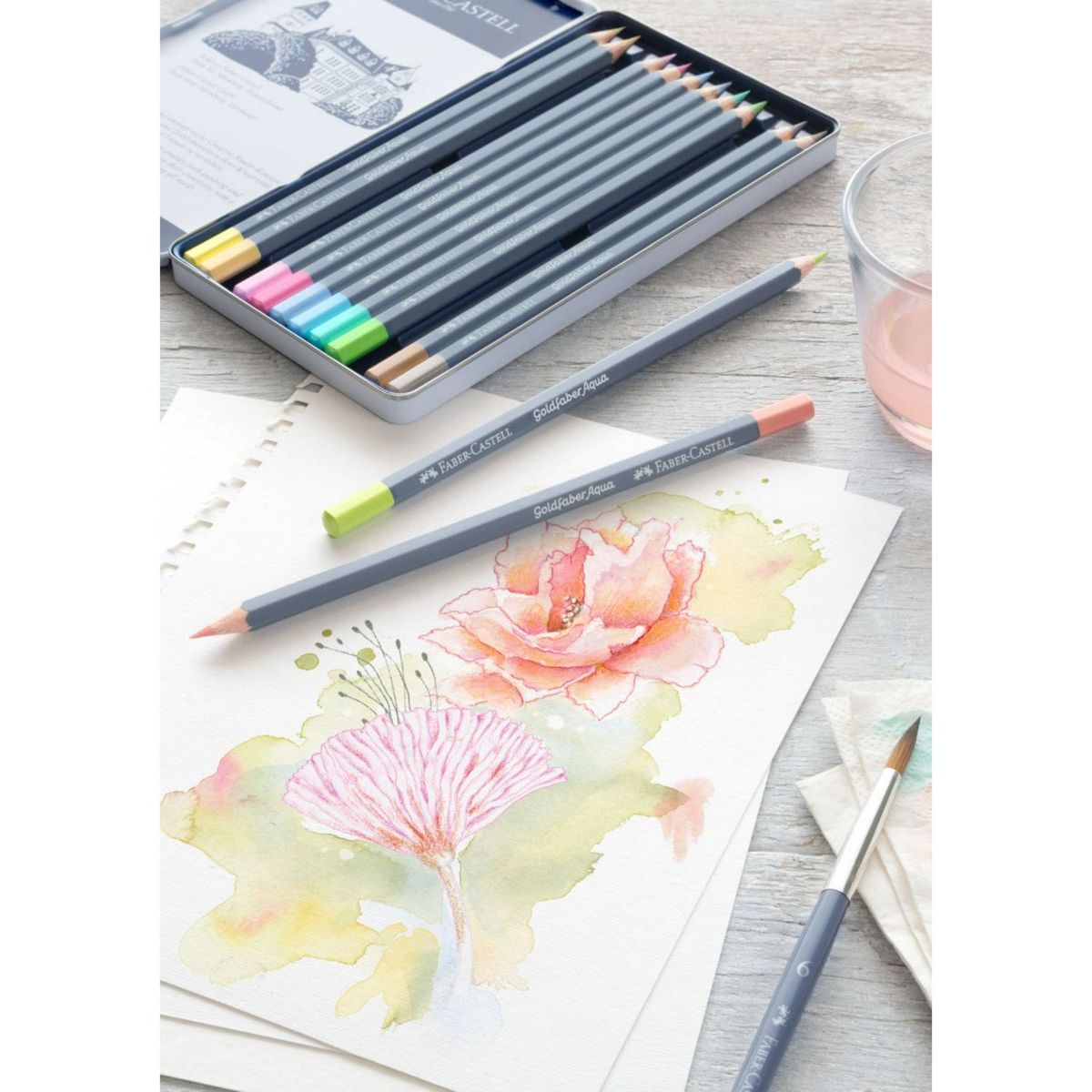 FABER-CASTELL - Lápices de Color Faber-Castell Goldfaber Aqua x12 Pastel