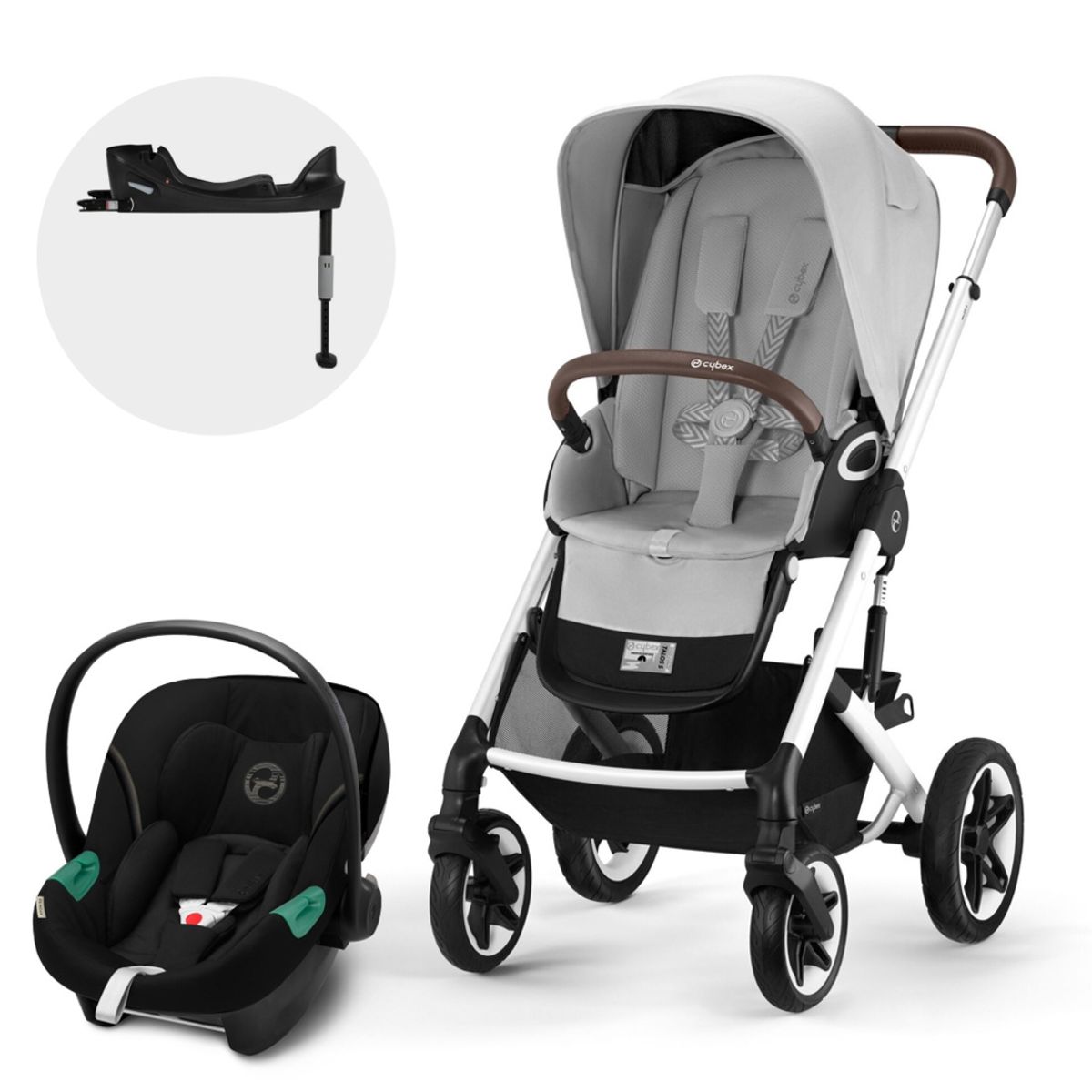 CYBEX - Coche Travel System Talos S Lux 2.0 SLV L.Grey+ Aton S2 + Base CYBEX