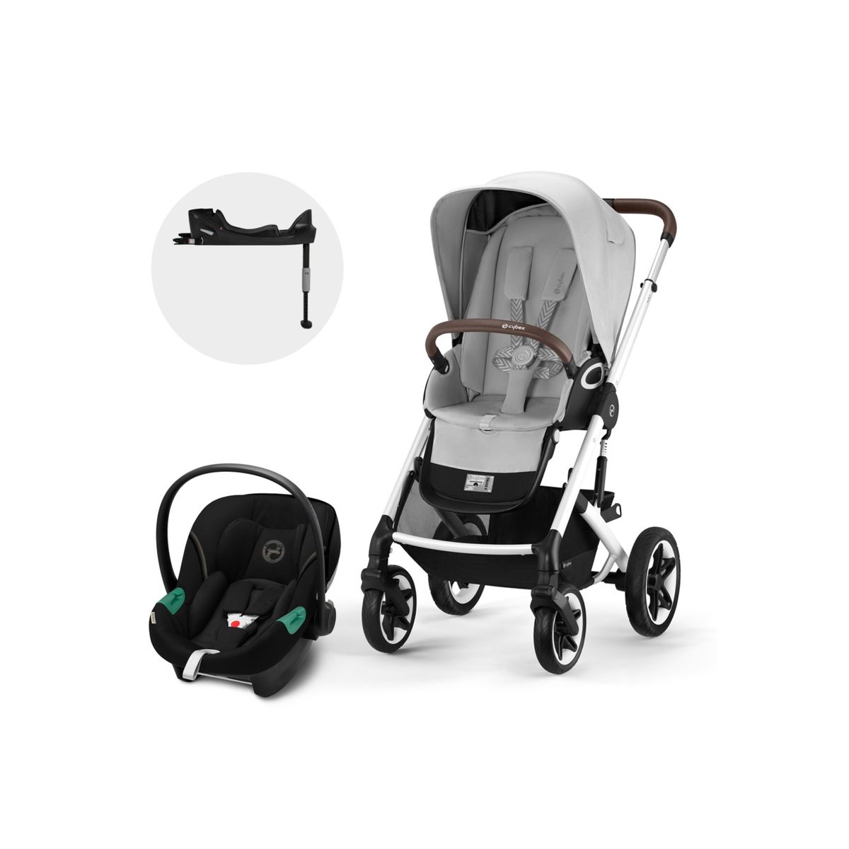CYBEX - Coche Travel System Talos S Lux 2.0 SLV L.Grey+ Aton S2 + Base CYBEX