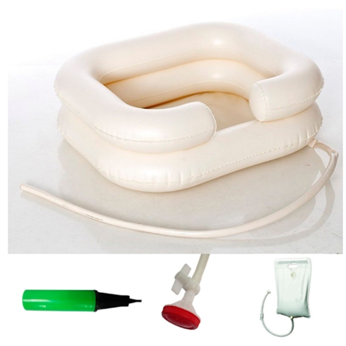 GARCIA 1880 - Lavapelo Inflable con Bombín Bolsa de Agua con Grifo y Manguera de Desagüe