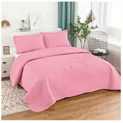 GENERICO - Cubrecama Quilt Verano King Rosado…