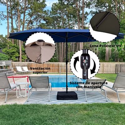 Imagen 2 del producto Quitasol Ovalado Doble Modelo Twins Negro